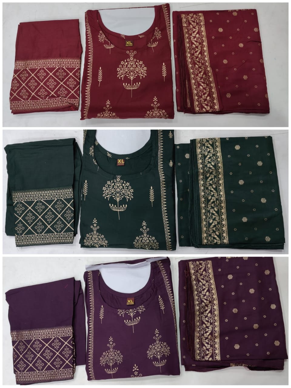 Nykaa Vol 3 Rayon Gold Printed Kurti With Bottom Dupatta Wholesale Price In Surat
